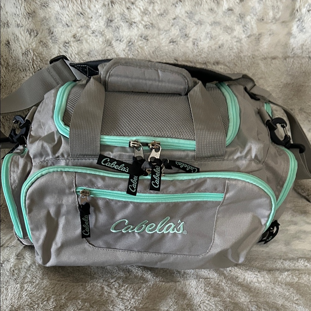Cabela's Gray and Mint Green Travel Duffle Bag